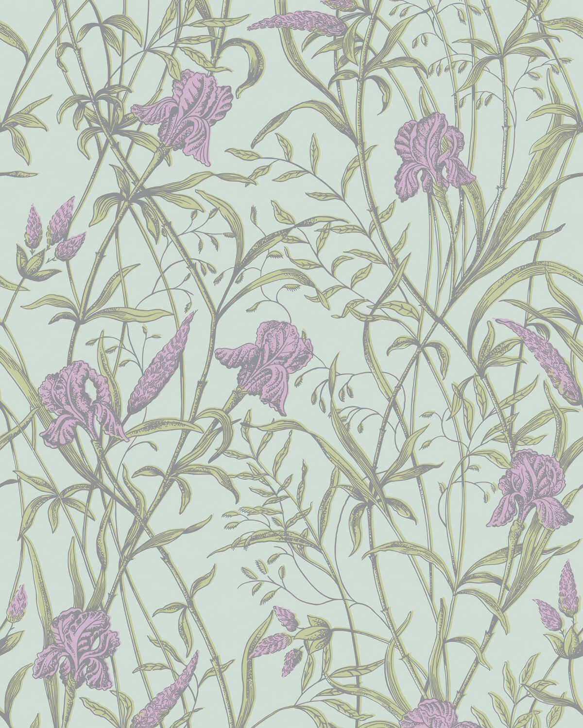 Iris - Lavender On Duck Egg - COLE & SON Wallpaper