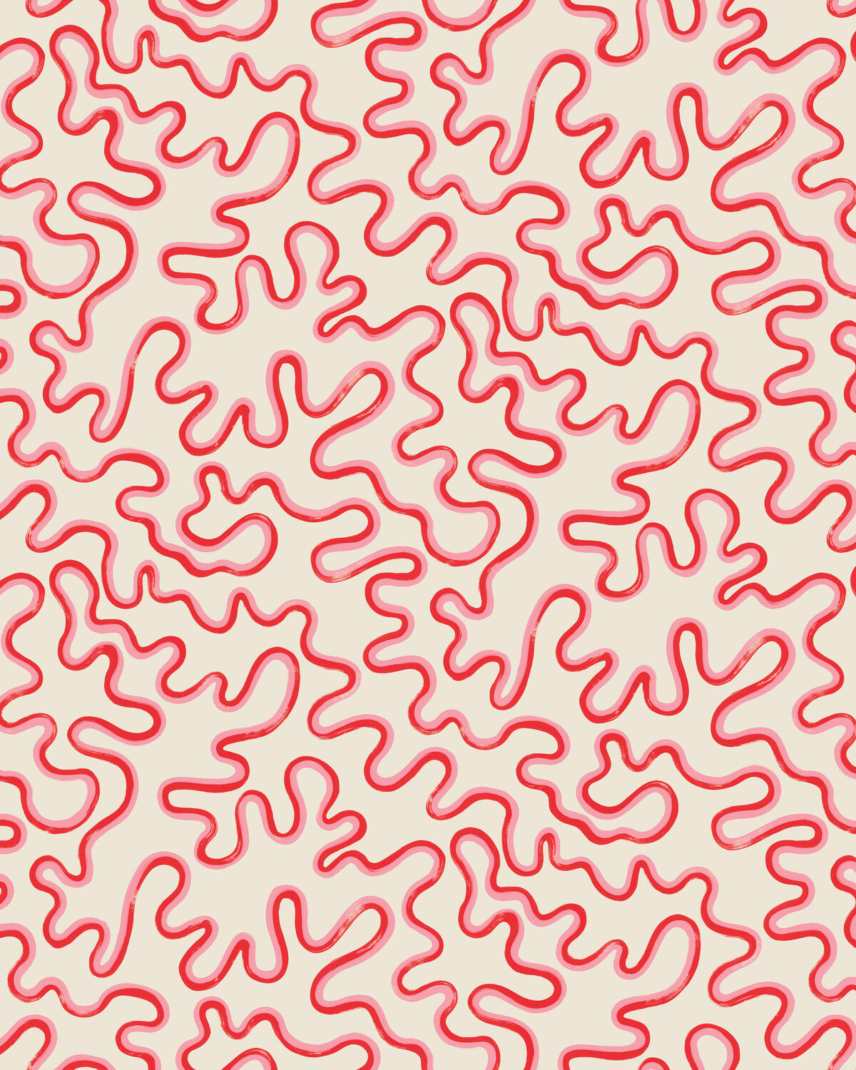 Rainforest Squiggle - Crimson - Cole & Son Wallpaper