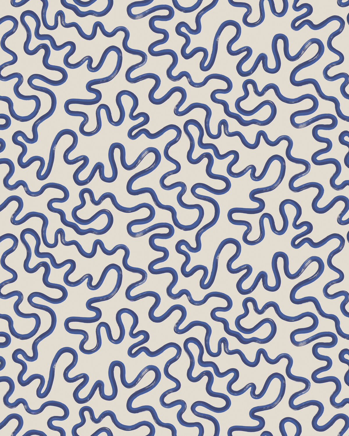Rainforest Squiggle - Navy - Cole & Son Wallpaper