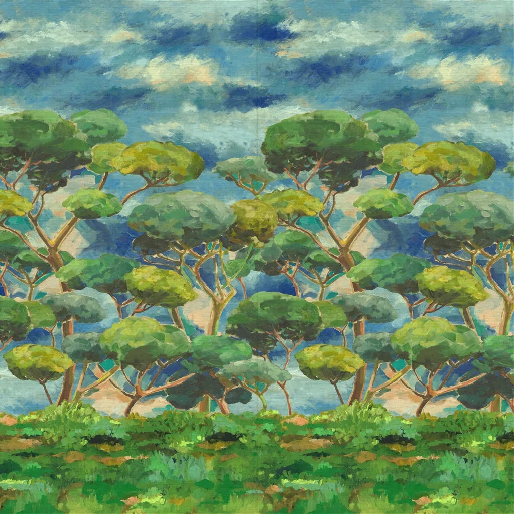 Matsu Grasscloth Cobalt Wallpaper