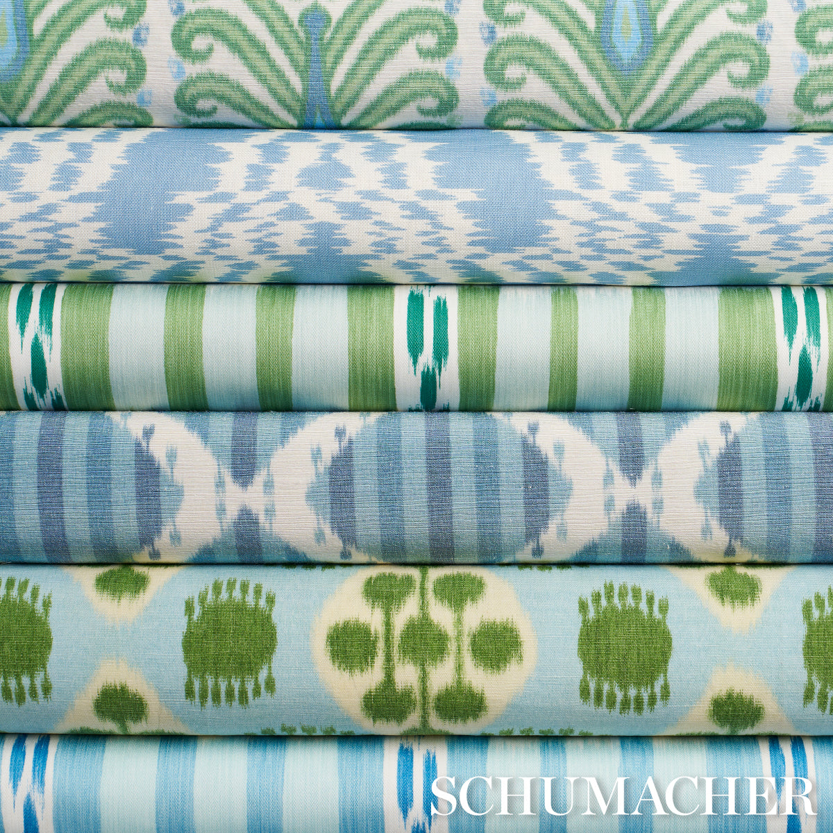 BUKHARA-IKAT-SKY-AND-AQUA-SCHUMACHER-176085 - Schumacher Fabric