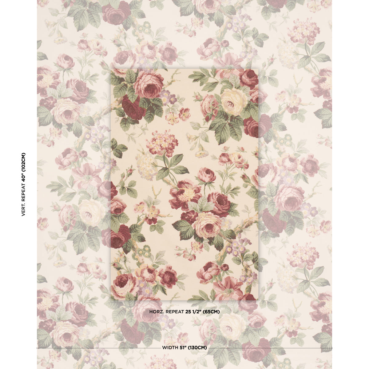 Nancy Floral - Bordeaux - Schumacher 177205 Fabric - Schumacher Fabric
