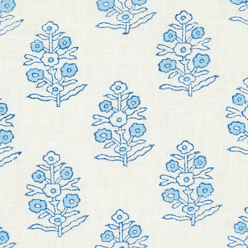 ADITI-HAND-BLOCKED-PRINT-BLUE-SCHUMACHER-179360 - Schumacher Tela
