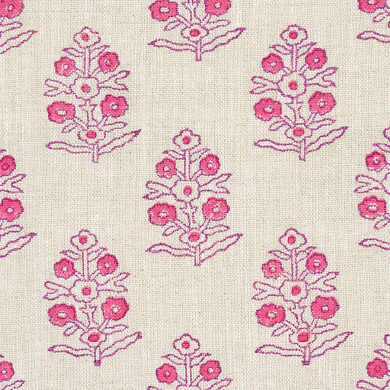 ADITI-HAND-BLOCKED-PRINT-PINK-SCHUMACHER-179362 - Schumacher Tela