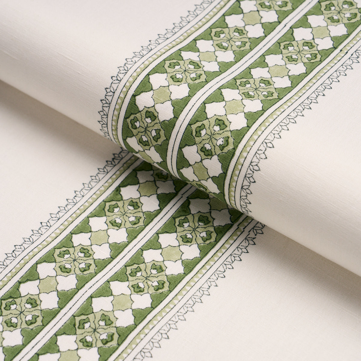 Amira Hand-Block Print - Green - Schumacher 179373 Fabric - Schumacher Fabric