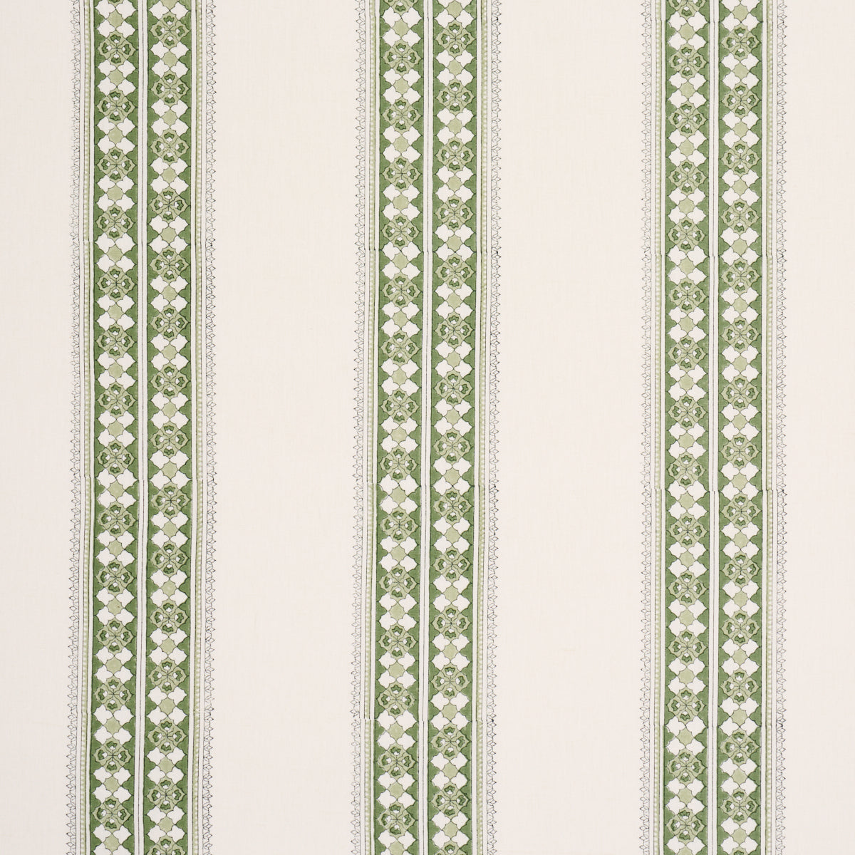Amira Hand-Block Print - Green - Schumacher 179373 Fabric - Schumacher Fabric