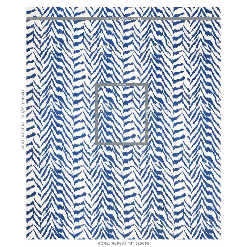 Quincy Hand Print - Blue - Schumacher 179412 Fabric - Schumacher Fabric