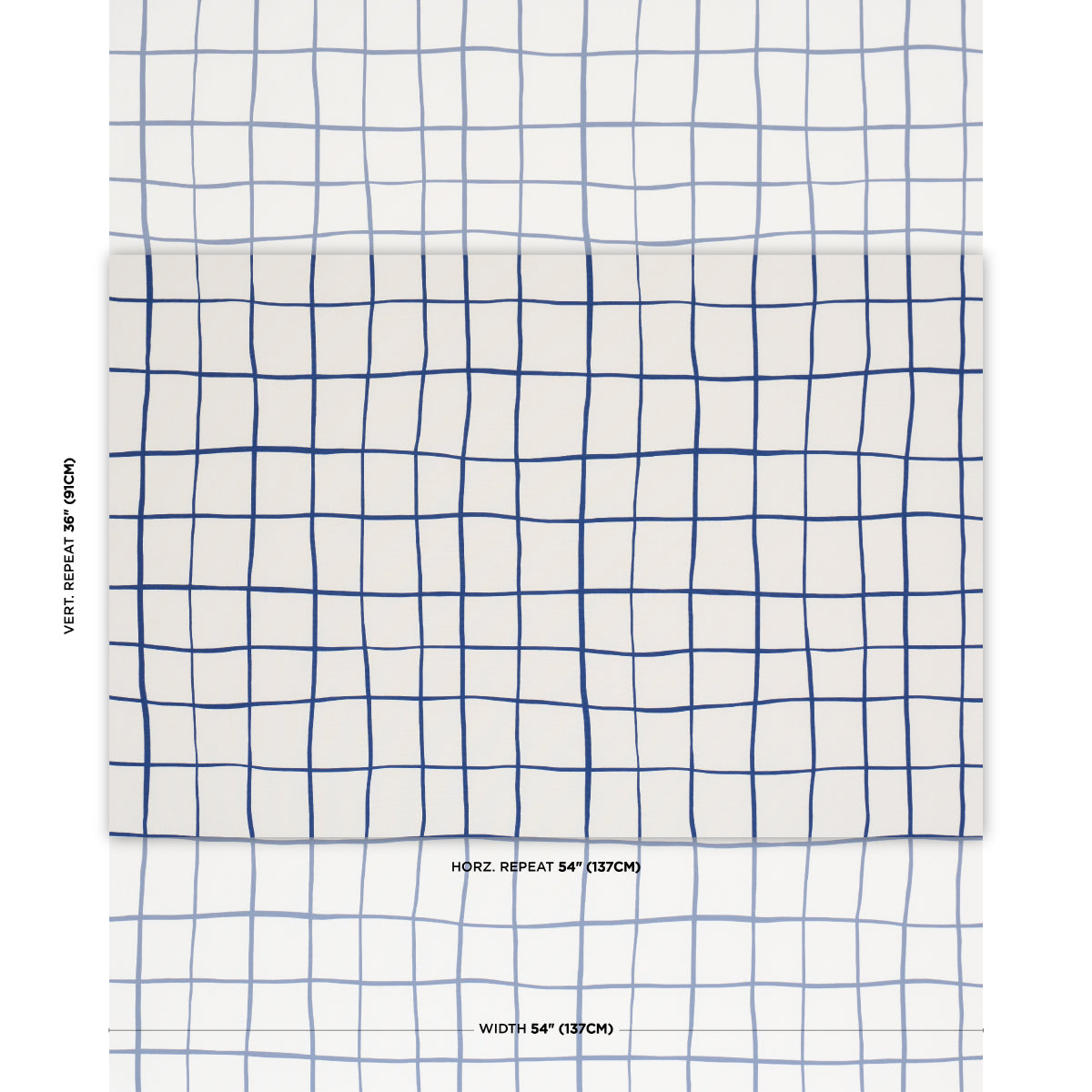 Painterly Windowpane - Navy - Schumacher 180295 Fabric - Schumacher Fabric