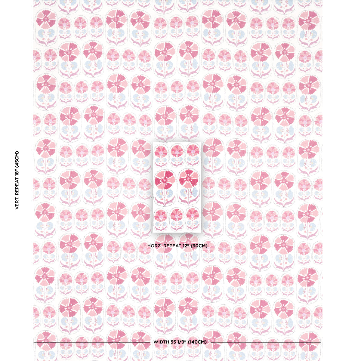 Anjuna Floral Linen Print - Mulberry - Schumacher 180480 Fabric - Schumacher Fabric
