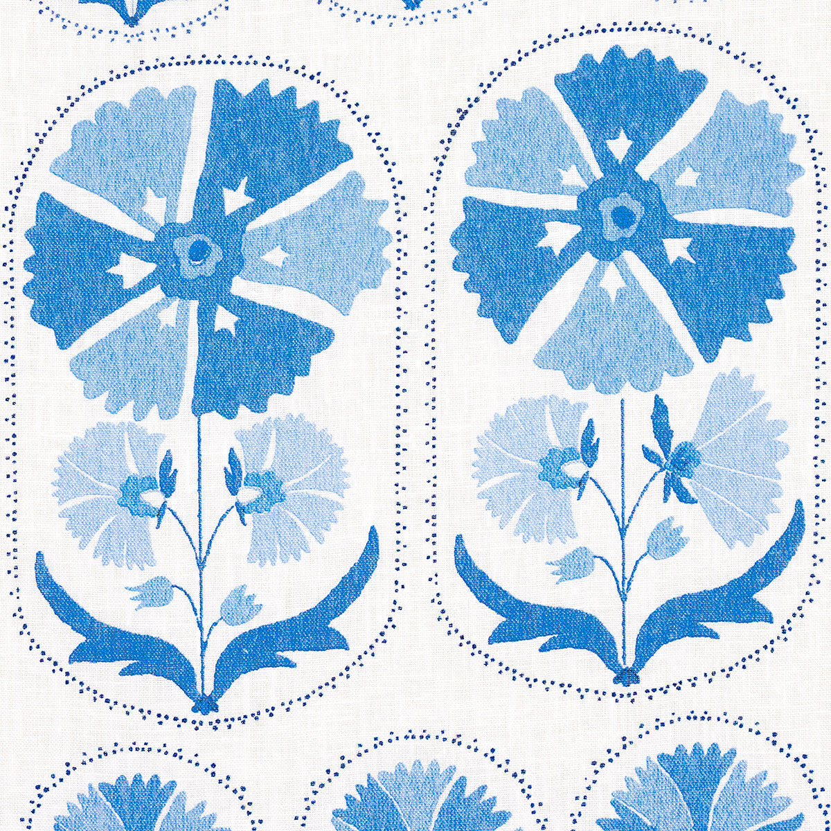 Anjuna Floral Linen Print - Porcelain - Schumacher 180481 Fabric - Schumacher Fabric
