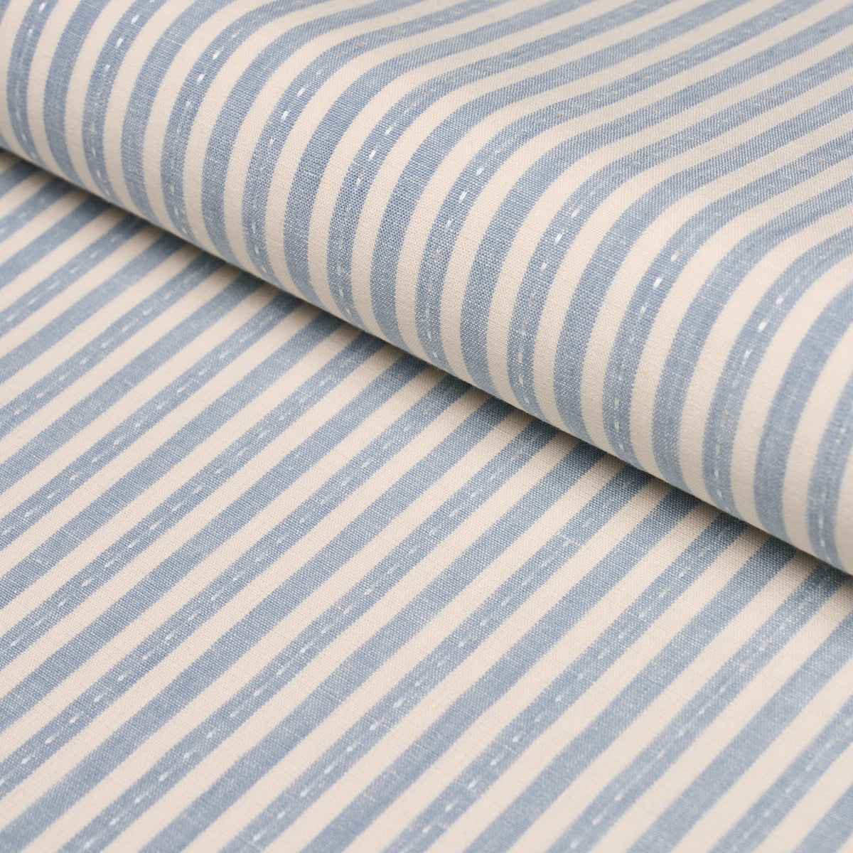 Mathis Ticking Stripe - Sky - Schumacher 180590 Fabric - Schumacher Fabric