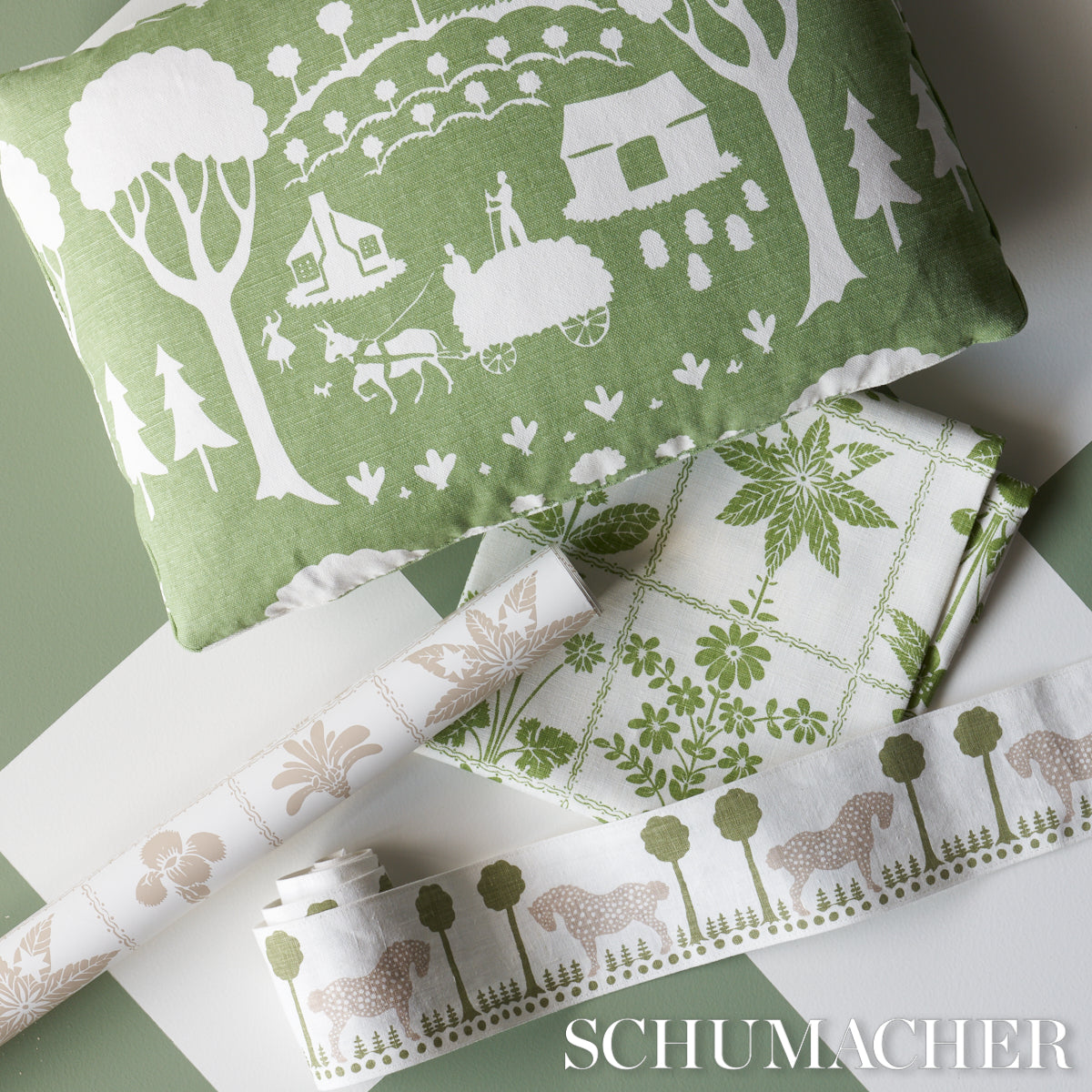 FARM-SCENE-GREEN-SCHUMACHER-180880 - Schumacher Fabric