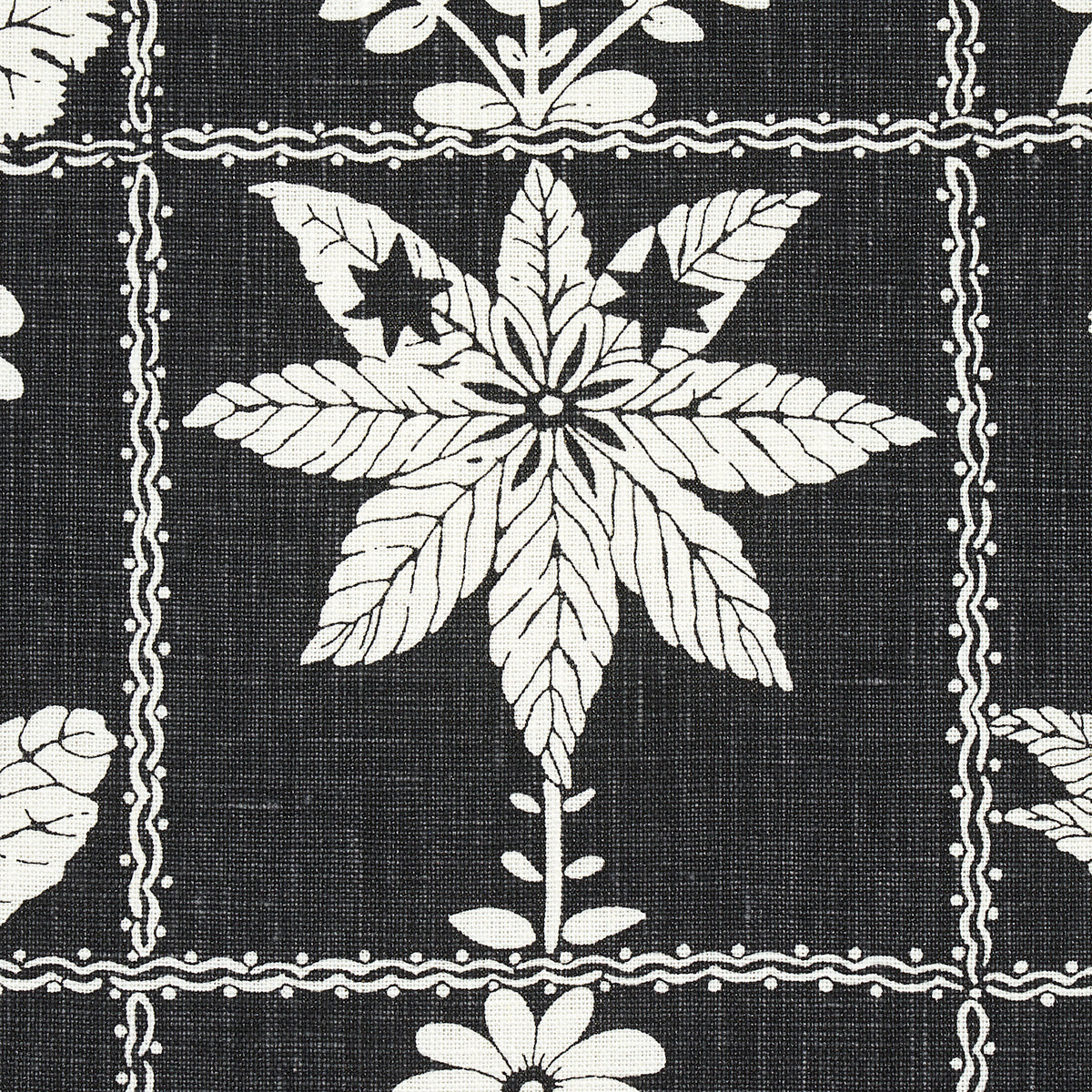Georgia Wildflowers - Black - Schumacher 180893 Fabric - Schumacher Fabric