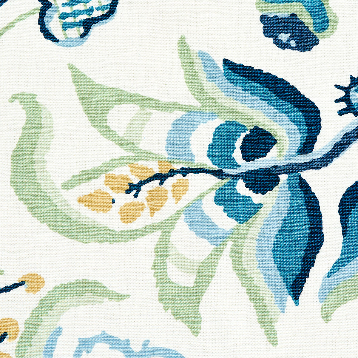 ALEXANDRA-VINE-LINEN-NAVY-LEAF-SCHUMACHER-180970 - Schumacher Fabric