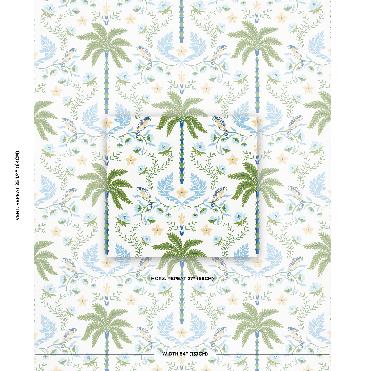 ISLAND-PALM-INDOOR-OUTDOOR-BLUE-GREEN-SCHUMACHER-180980 - Schumacher Fabric