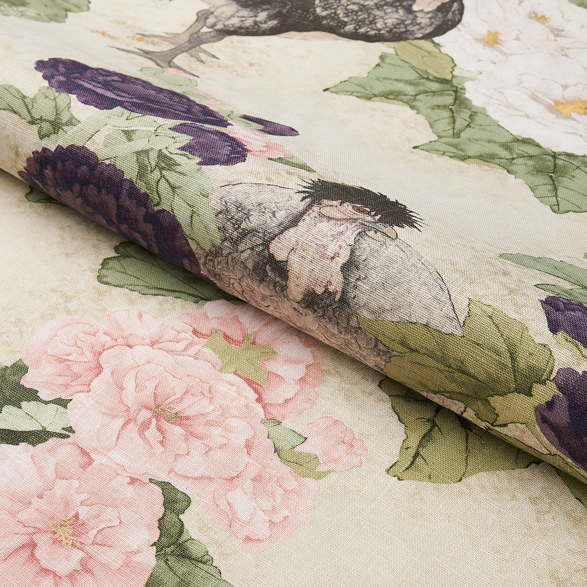 LADY-HOLLYHOCK-CREME-SCHUMACHER-181040 - Schumacher Fabric