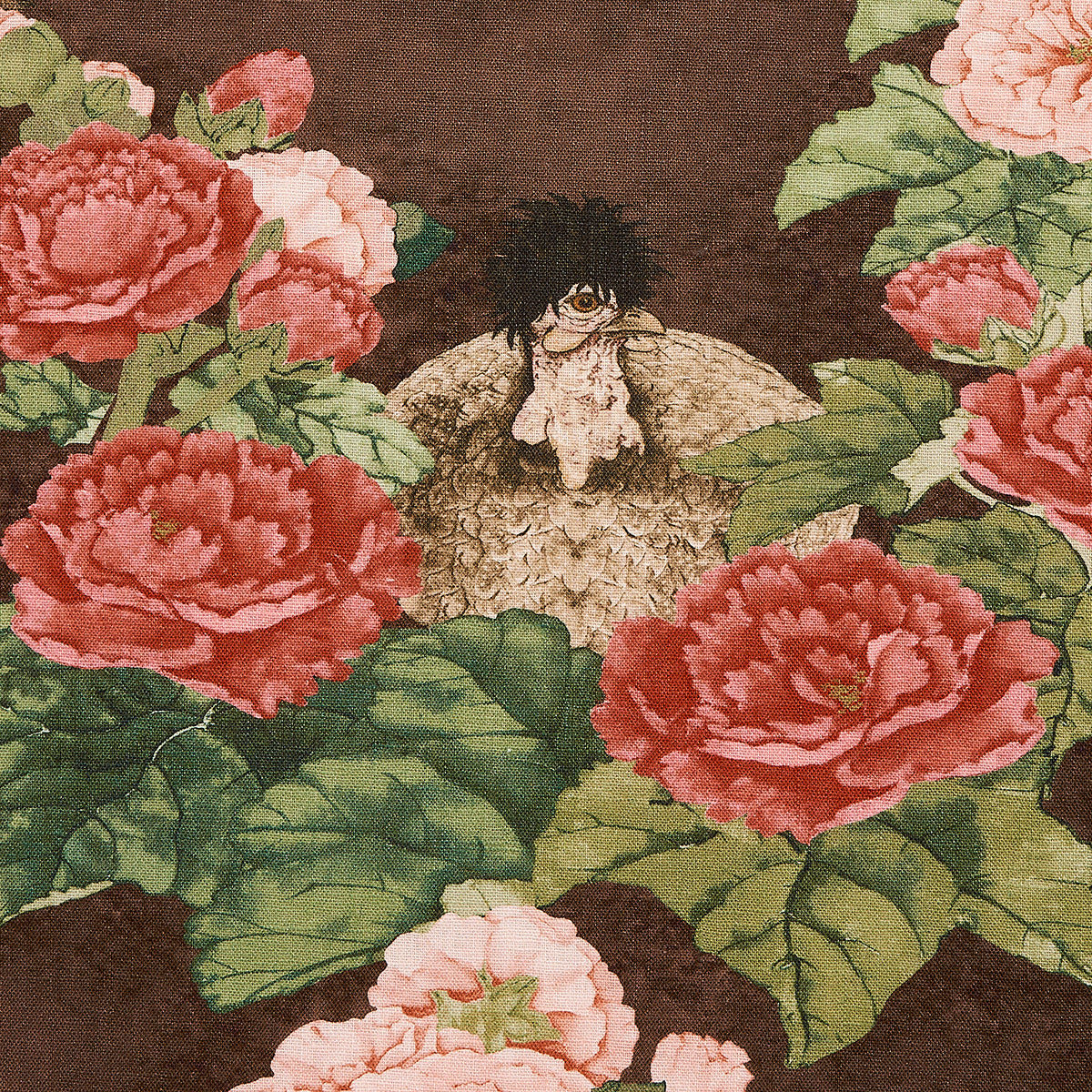 LADY-HOLLYHOCK-BROWN-SCHUMACHER-181041 - Schumacher Fabric