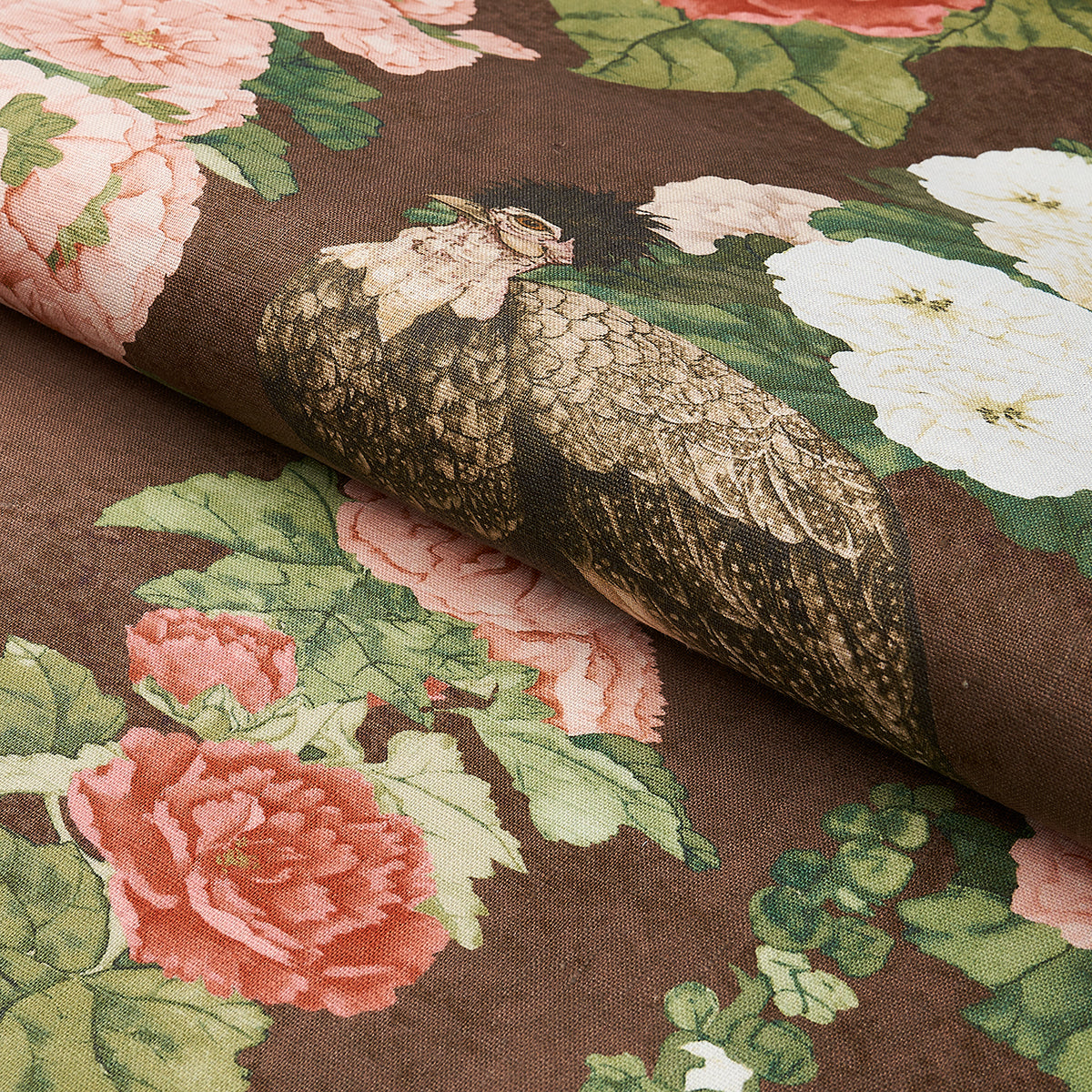 Lady Hollyhock - Brown - Schumacher 181041 Fabric - Schumacher Fabric