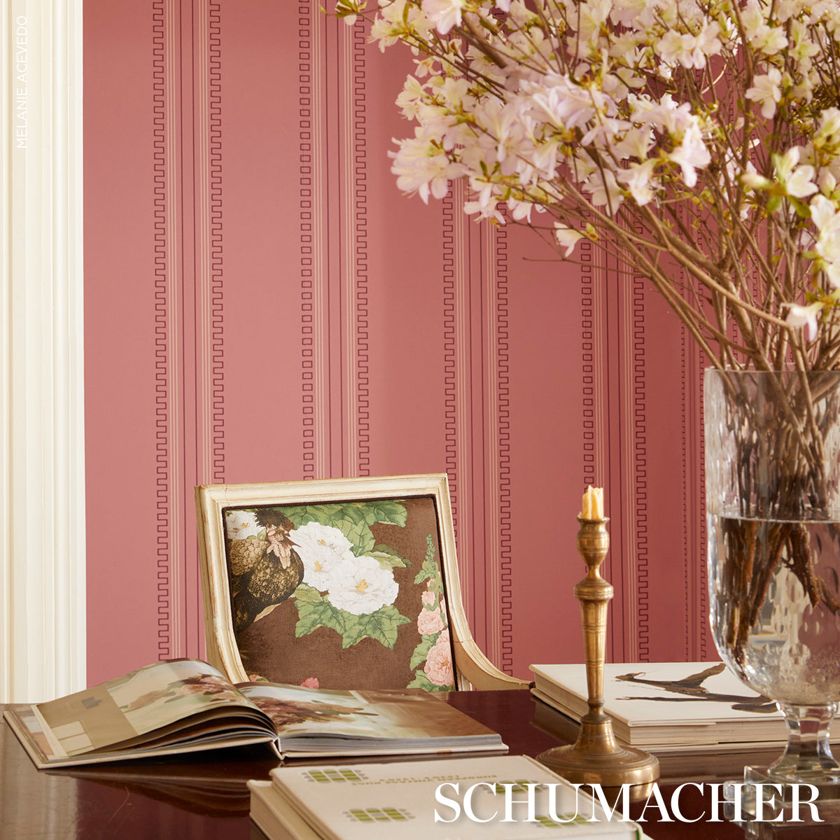 LADY-HOLLYHOCK-BROWN-SCHUMACHER-181041 - Schumacher Fabric