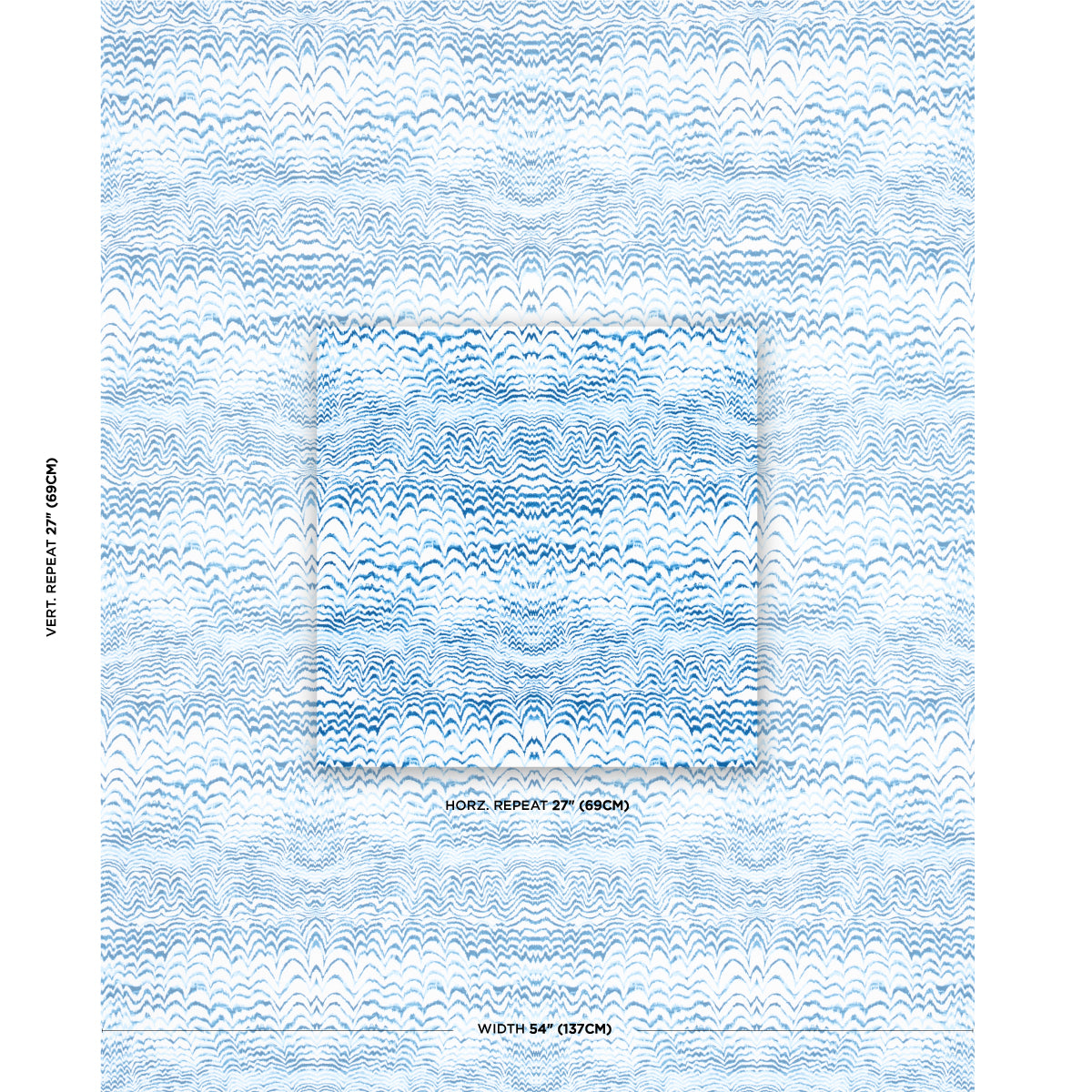INK-WAVE-PRINT-INDOOR-OUTDOOR-INDIGO-SCHUMACHER-181050 - Schumacher Fabric