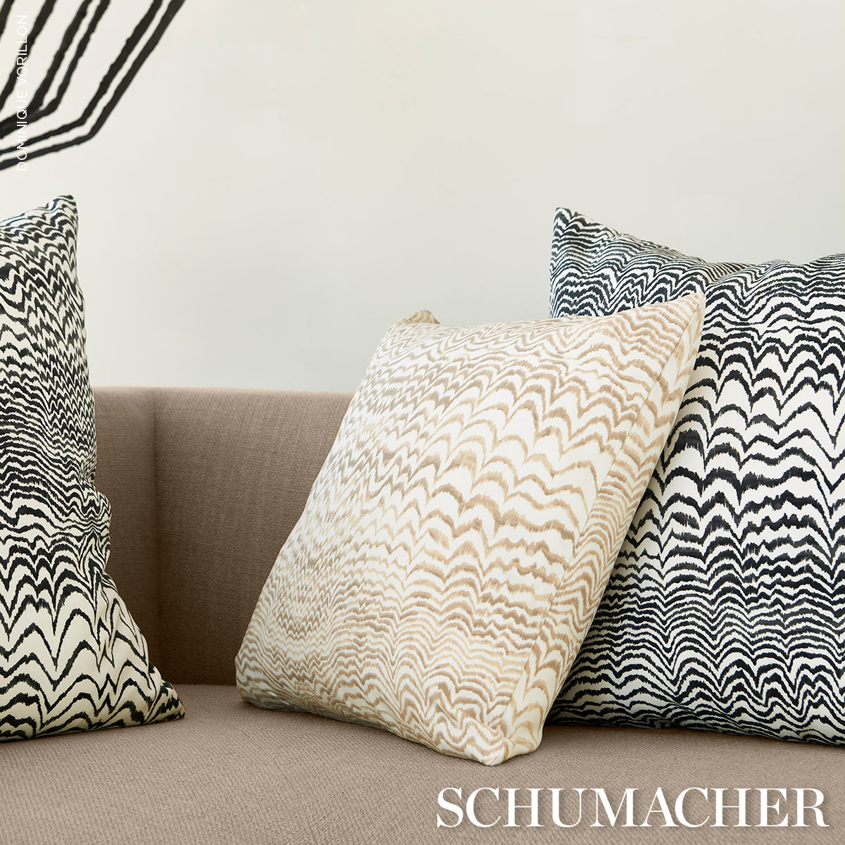 INK-WAVE-PRINT-INDOOR-OUTDOOR-NATURAL-SCHUMACHER-181051 - Schumacher Fabric