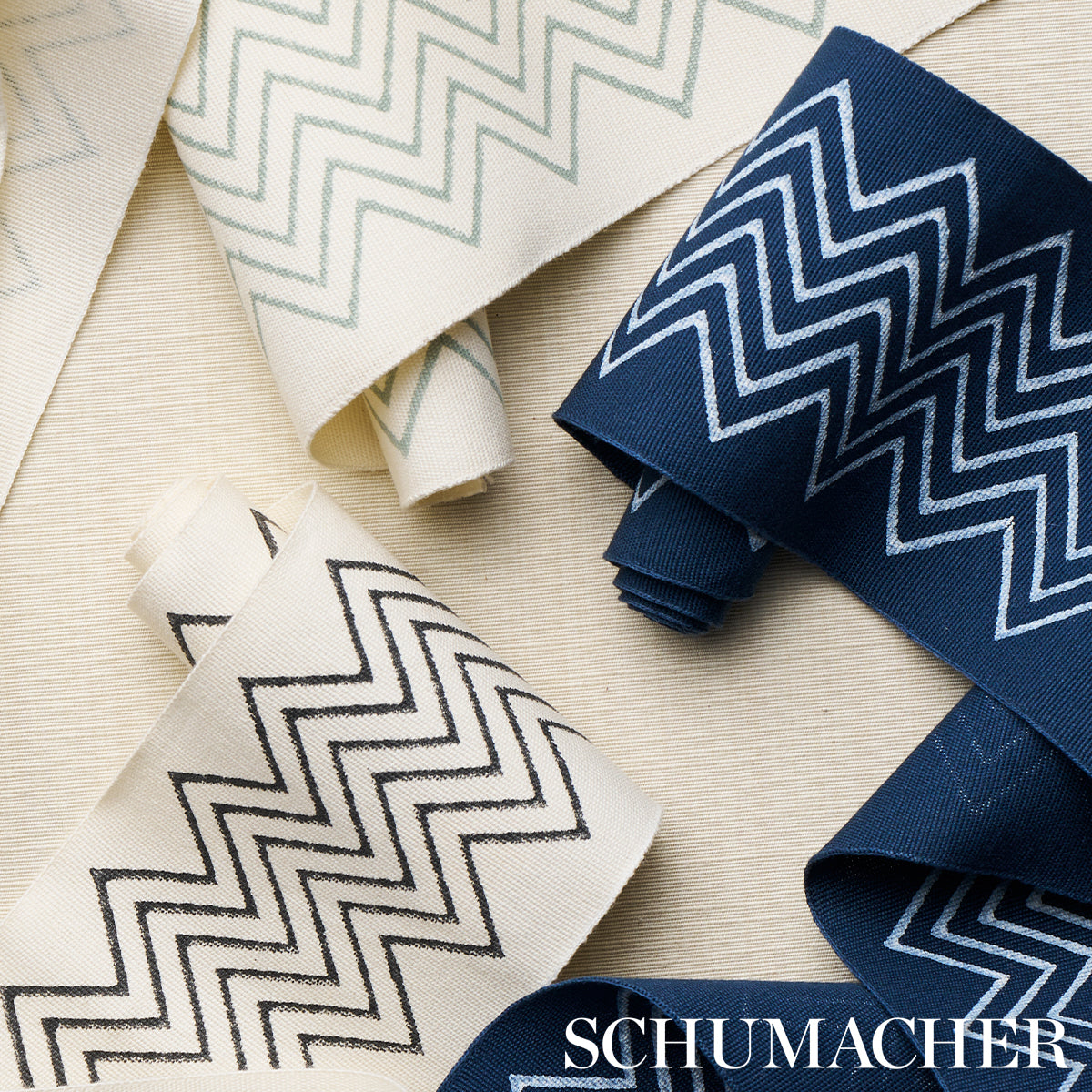 LEORA-HAND-BLOCKED-TAPE-NARROW-SKY-SCHUMACHER-181380 - Schumacher Trim