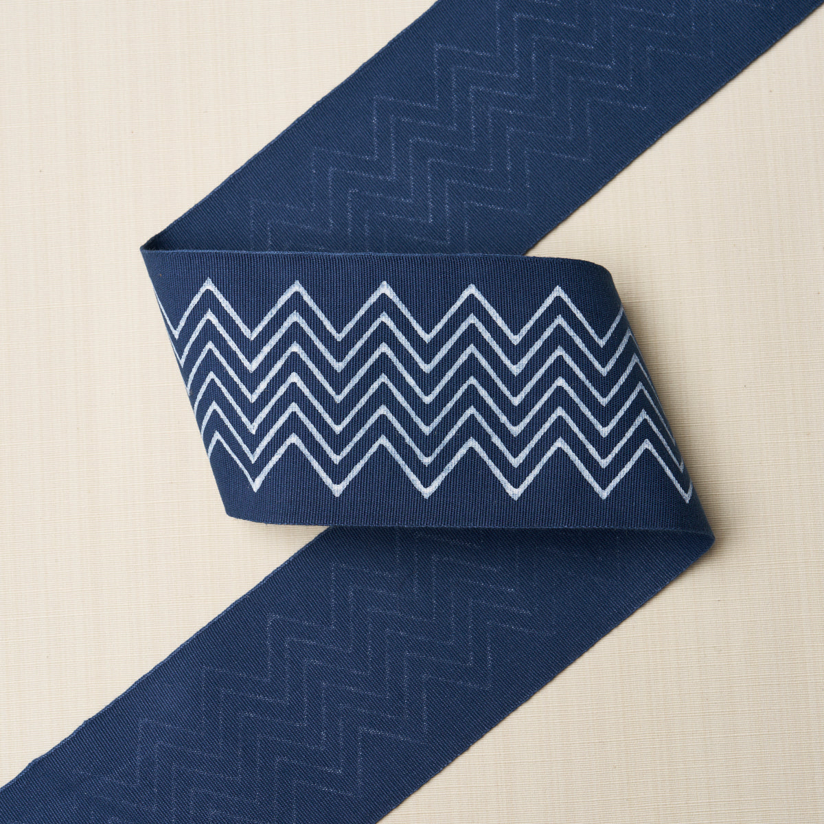 LEORA-HAND-BLOCKED-TAPE-NARROW-INDIGO-SCHUMACHER-181382 - Schumacher Trim