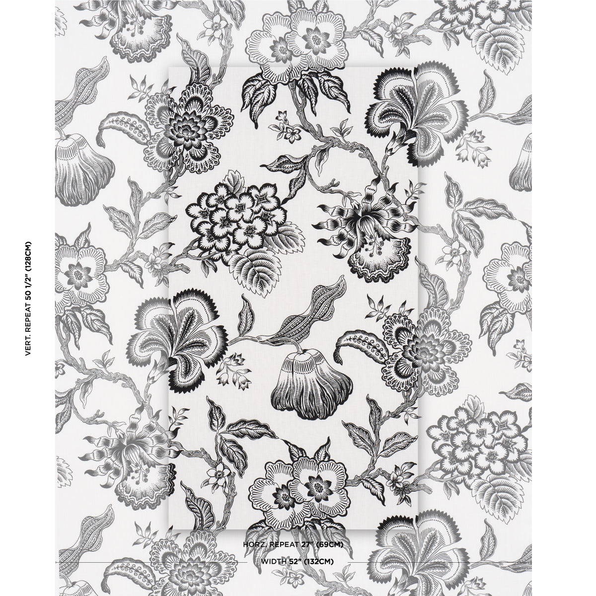 HOTHOUSE-FLOWERS-SILHOUETTE-BLACK-WHITE-SCHUMACHER-181482 - Schumacher Fabric