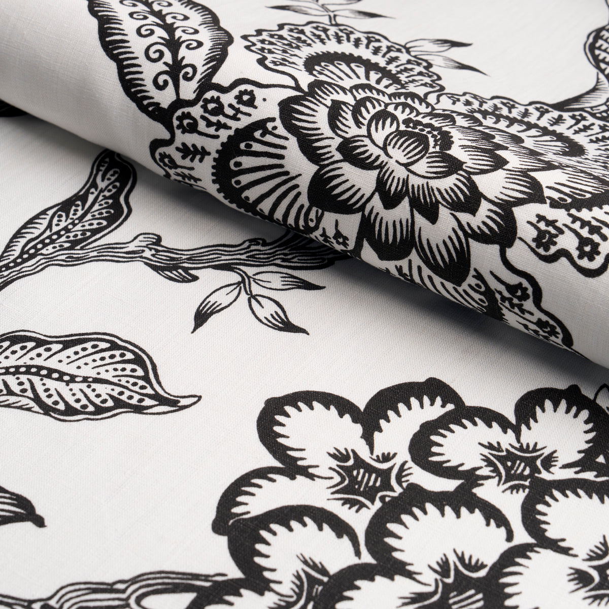 HOTHOUSE-FLOWERS-SILHOUETTE-BLACK-WHITE-SCHUMACHER-181482 - Schumacher Fabric