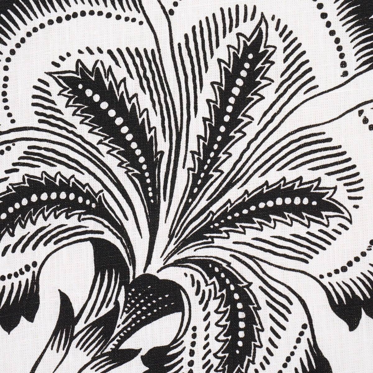 Hothouse Flowers Silhouette - Black & White - Schumacher 181482 Fabric - Schumacher Fabric