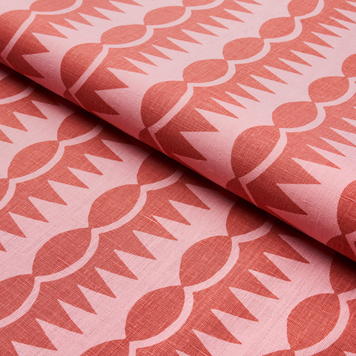 DAGGER-STRIPE-RED-ON-PINK-SCHUMACHER-181531 - Schumacher Fabric