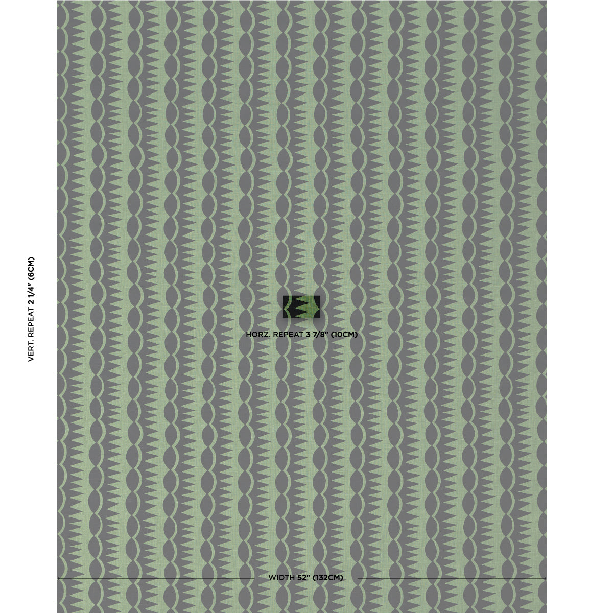 DAGGER-STRIPE-BLACK-ON-GREEN-SCHUMACHER-181532 - Schumacher Tela