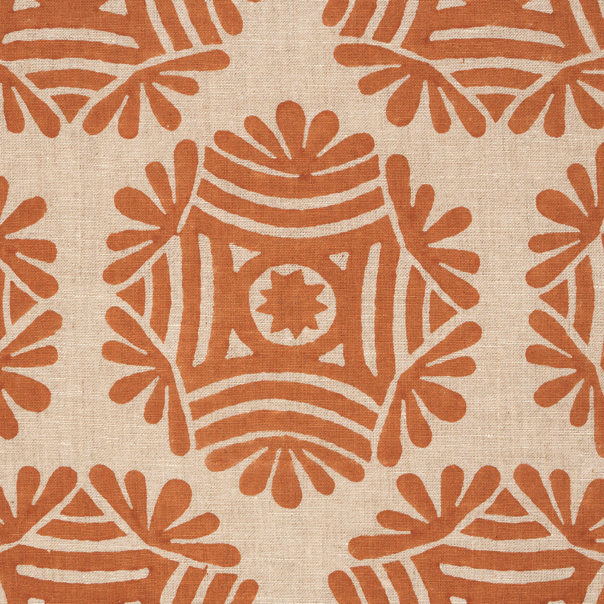 Gilded Star Block Print - Cinnamon - Schumacher 181540 Fabric - Schumacher Fabric