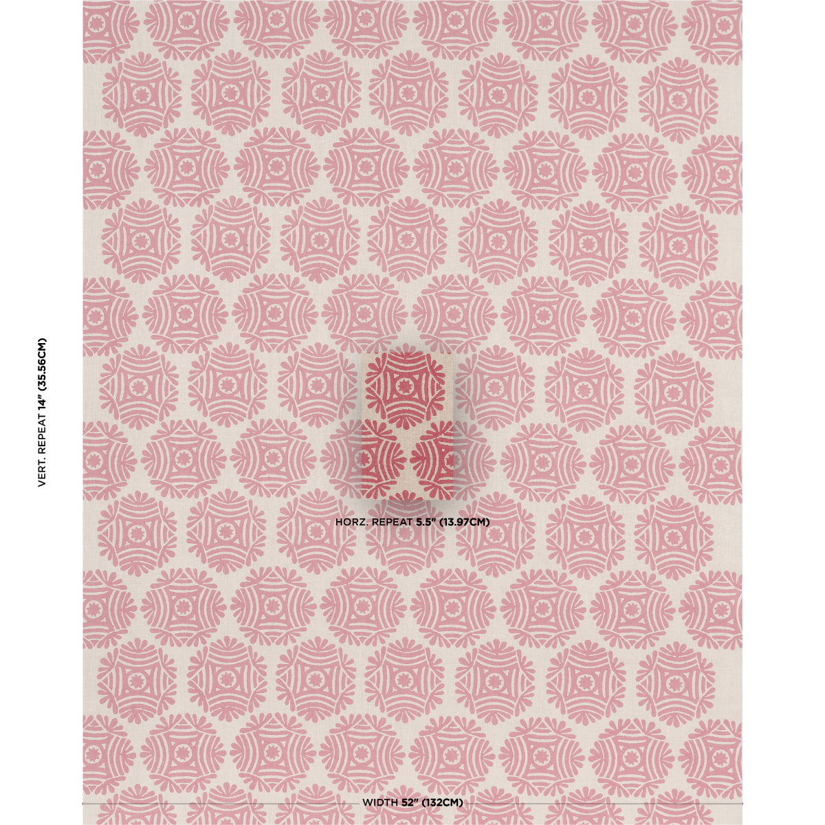 Gilded Star Hand Block - Red - Schumacher 181544 Fabric - Schumacher Fabric