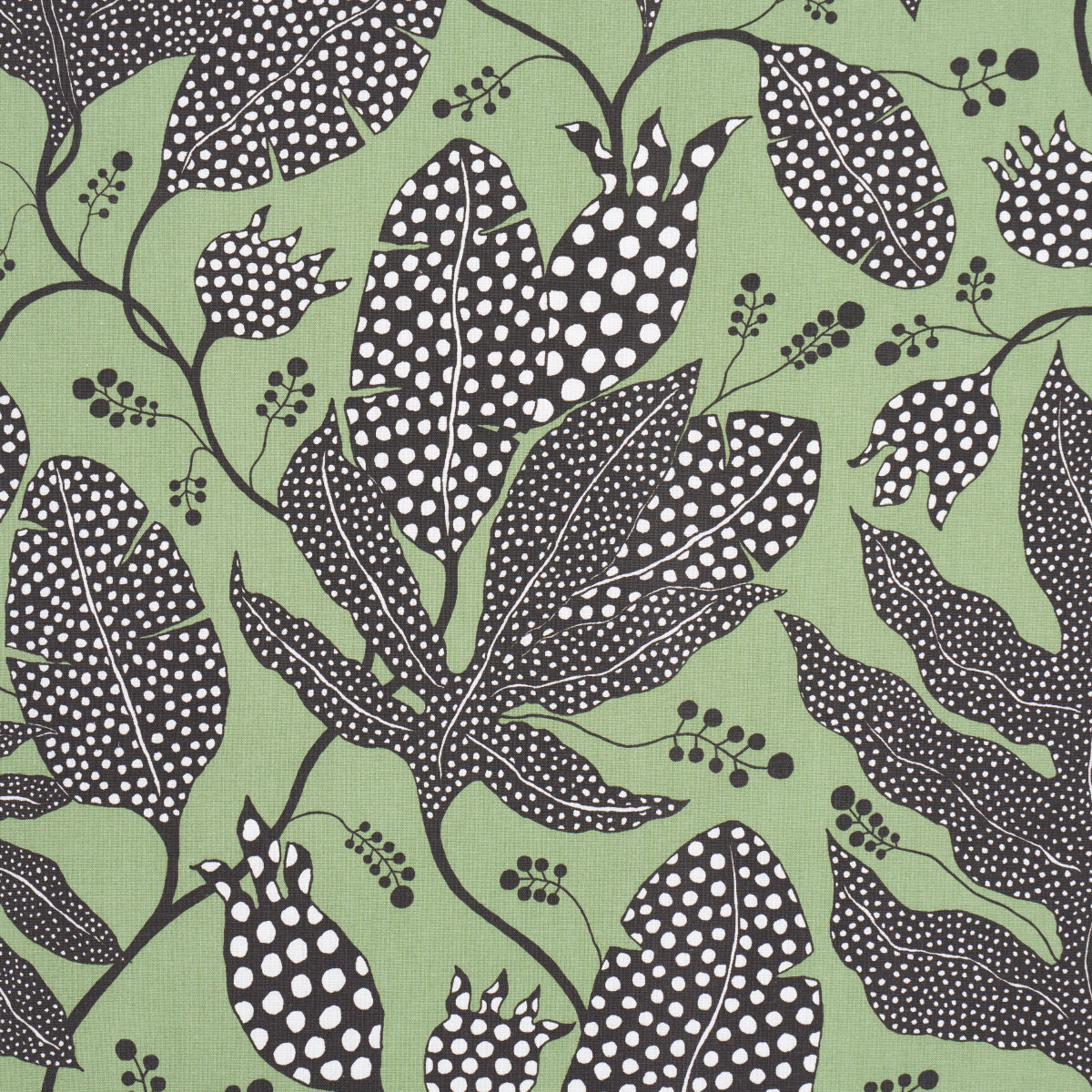 POLKA-DOT-JUNGLE-BLACK-GREEN-SCHUMACHER-181651 - Schumacher Fabric