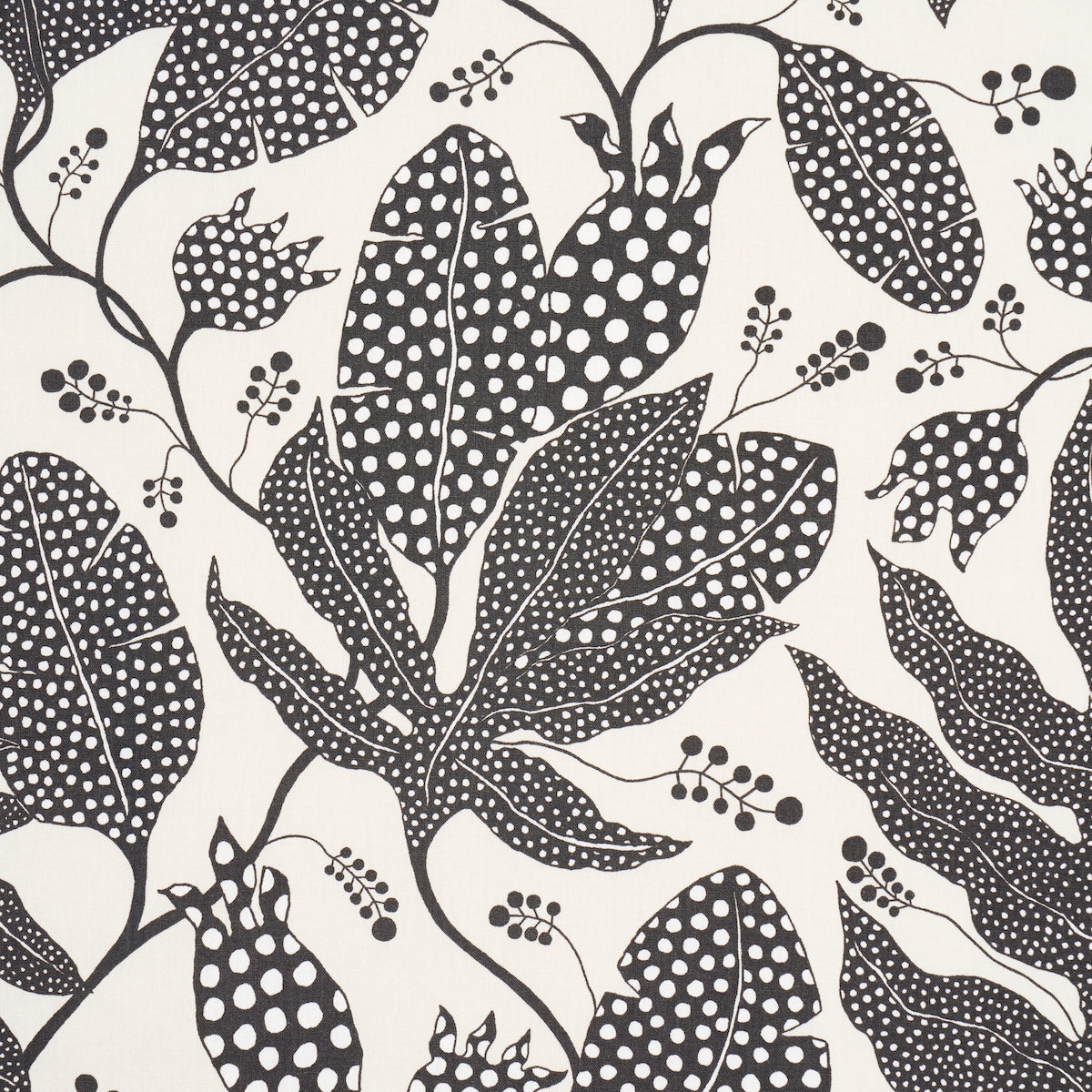 Polka Dot Jungle - Black & Cream - Schumacher 181653 Fabric - Schumacher Fabric