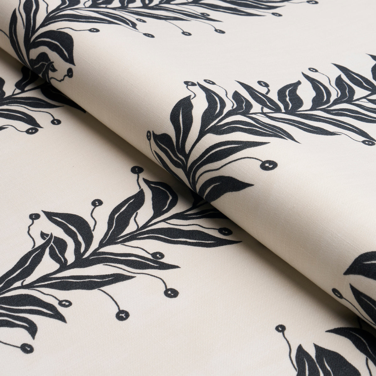 Tendril Stripe Indoor/Outdoor - Black & Cream - Schumacher 181671 Fabric - Schumacher Fabric