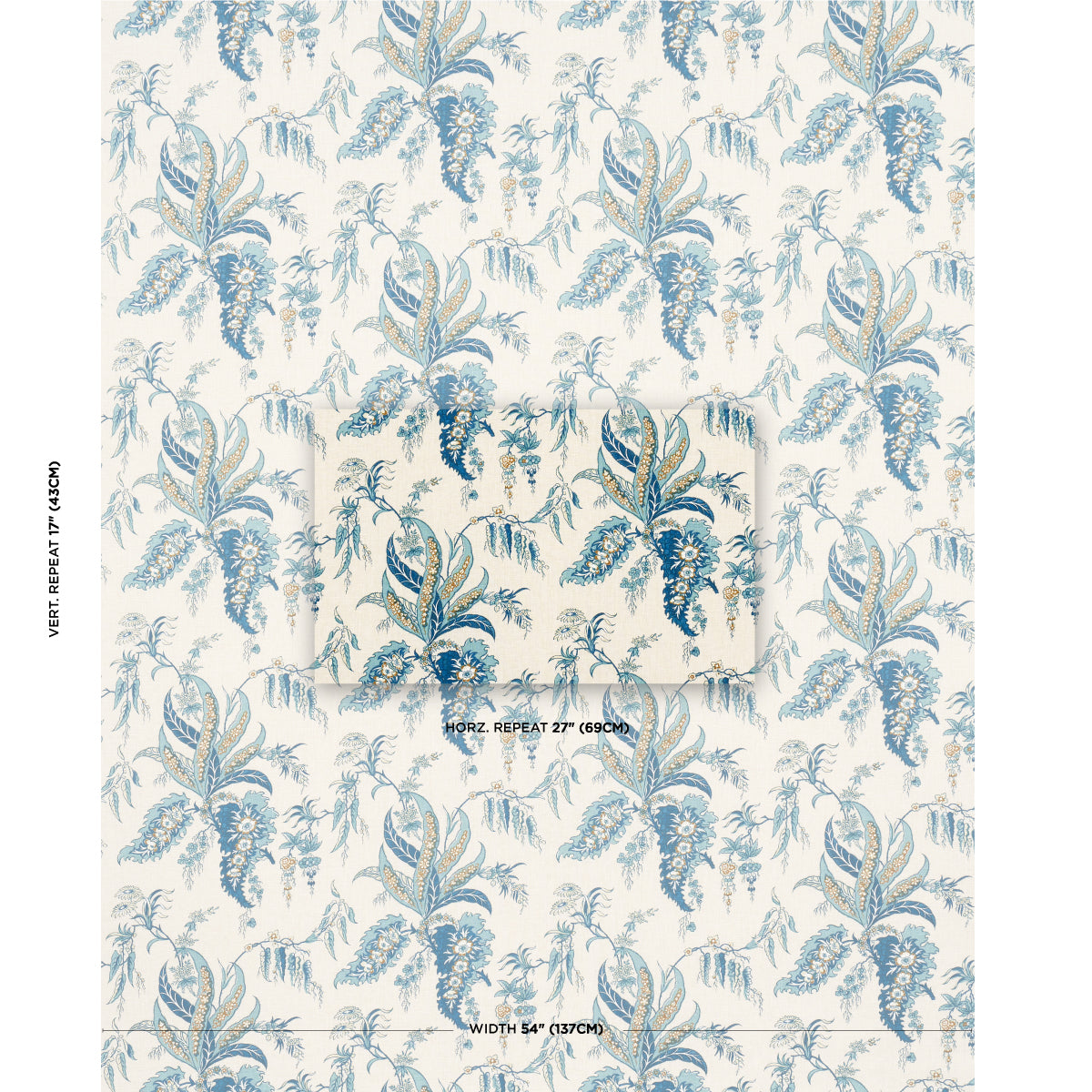 APOLLINE-BOTANICAL-CIEL-MARINE-SCHUMACHER-181731 - Schumacher Tela