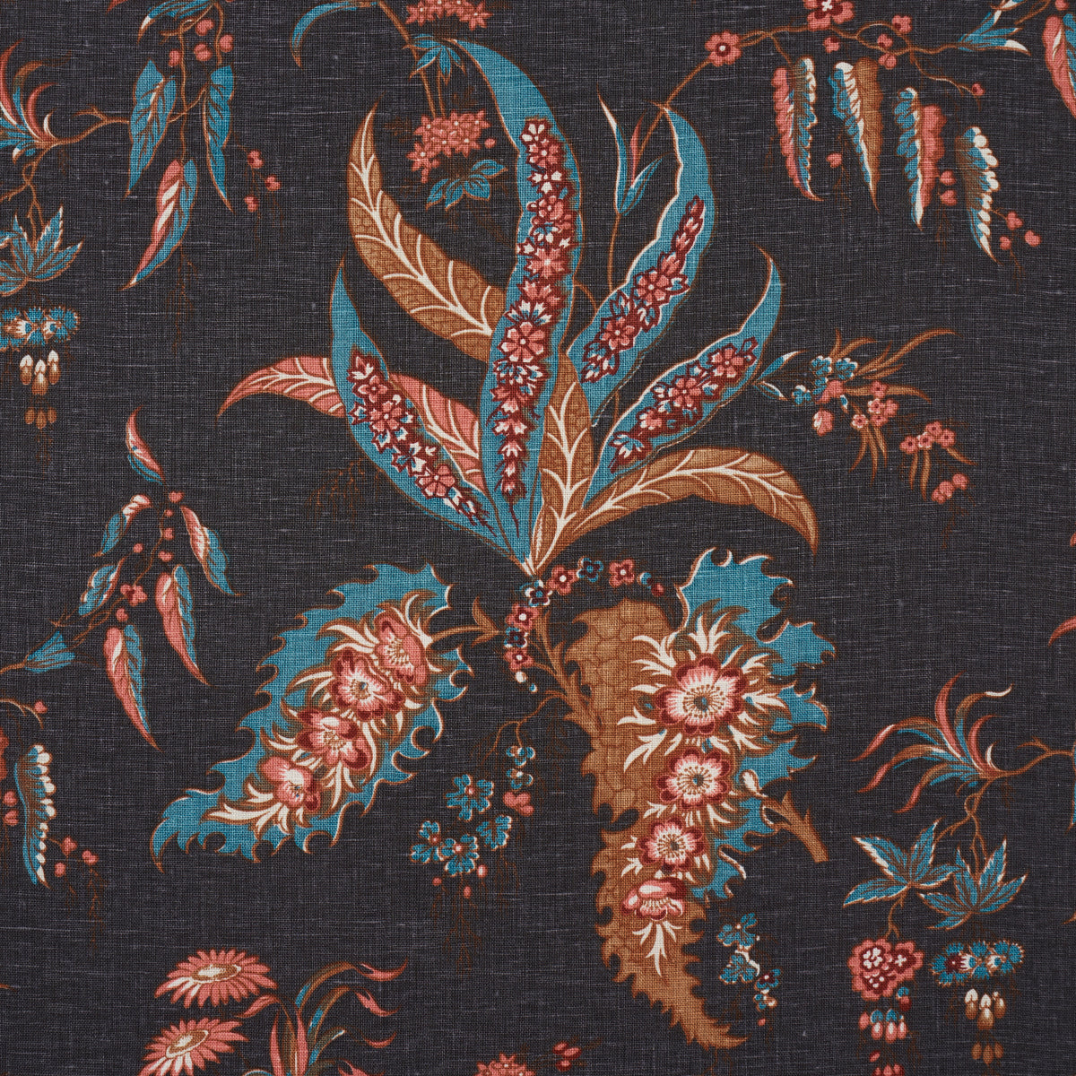 Apolline Botanical - Rouge & Noir - Schumacher 181732 Fabric - Schumacher Fabric