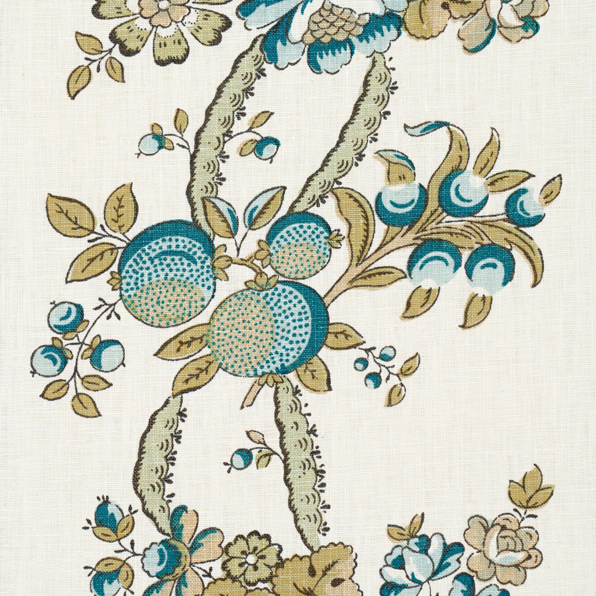 SYLVAIN-FLORAL-STRIPE-TEAL-SCHUMACHER-181741 - Schumacher Tela