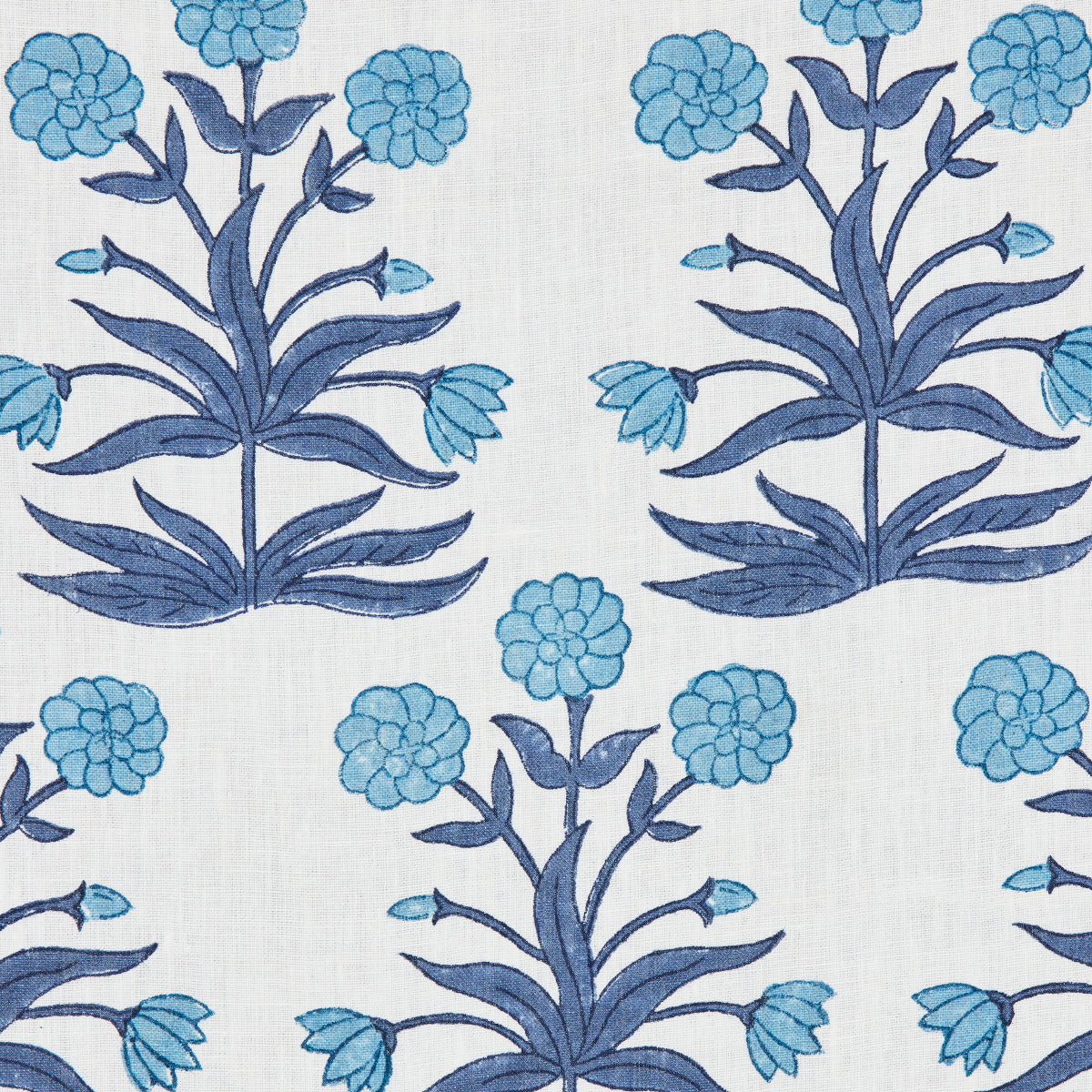 MUGHAL-HAND-BLOCK-PRINT-SKY-INDIGO-SCHUMACHER-181781 - Schumacher Fabric