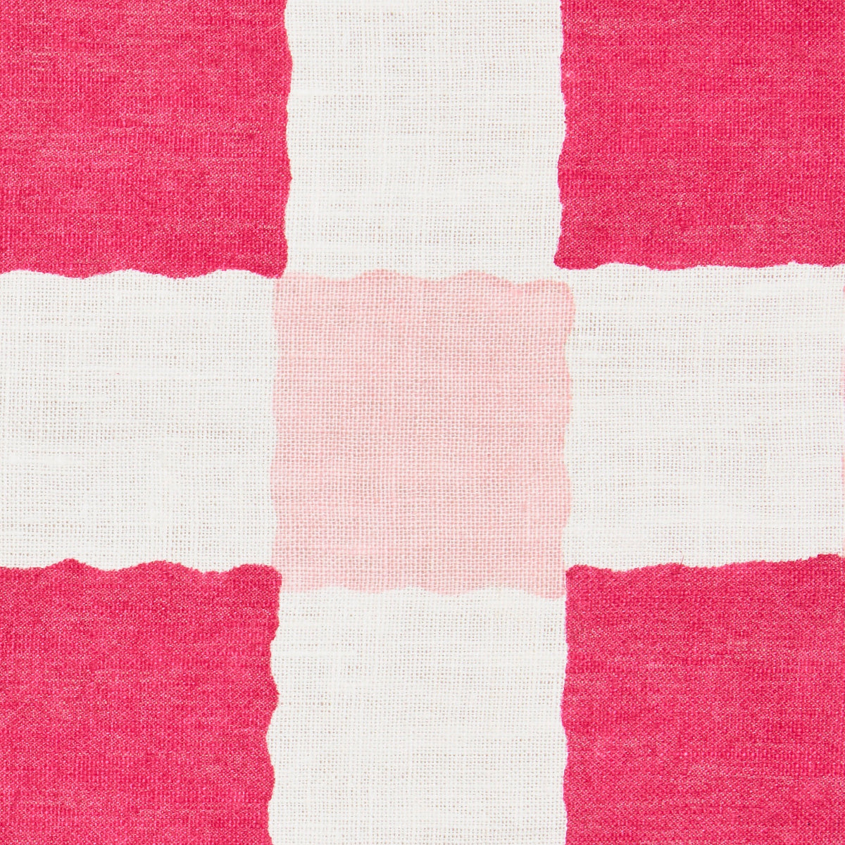 Chequer Hand Block Print - Pinks - Schumacher 181790 Fabric - Schumacher Fabric