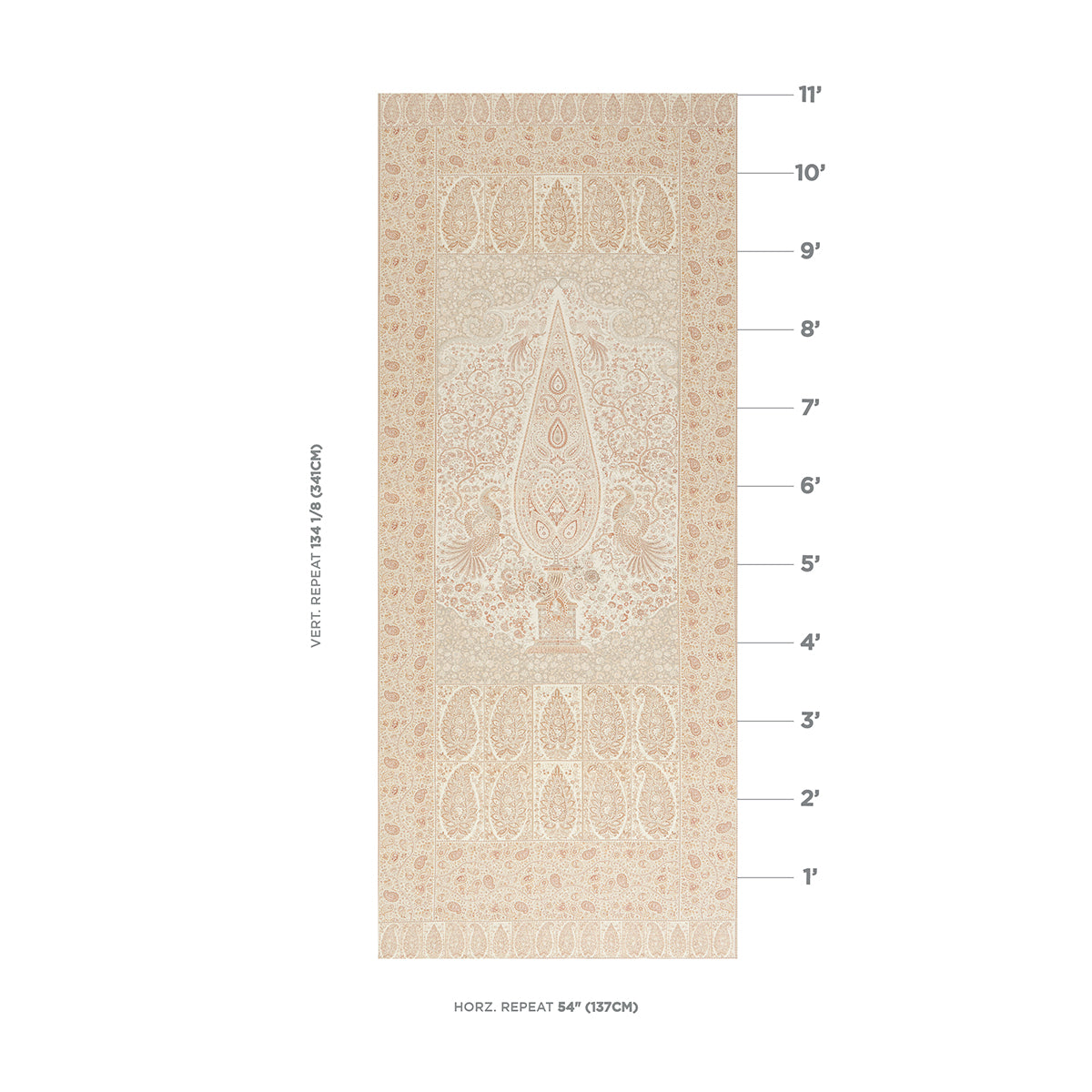 COLMERY-PAISLEY-PANEL-PARCHMENT-SCHUMACHER-181820 - Schumacher Tela