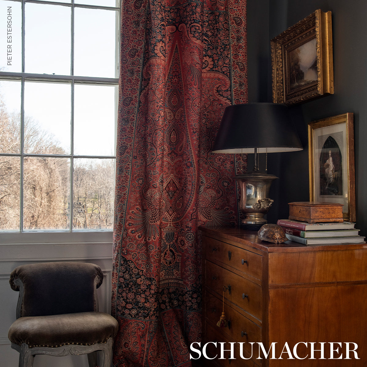 COLMERY-PAISLEY-PANEL-ROUGE-SCHUMACHER-181822 - Schumacher Tela