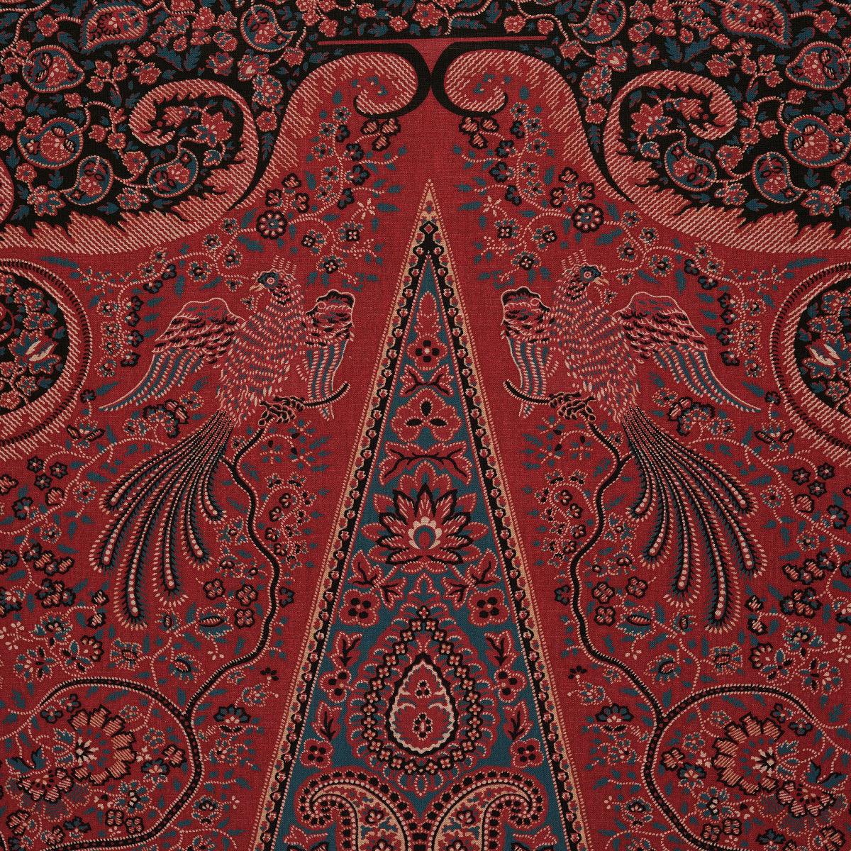 Colmery Paisley Panel - Rouge - Schumacher 181822 Fabric - Schumacher Fabric