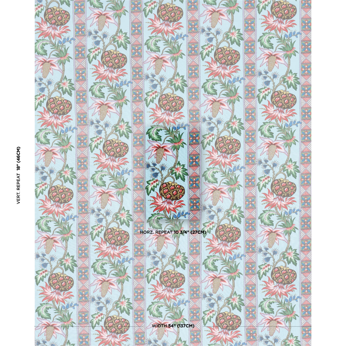 Bailey Botanical - Azure - Schumacher 181860 Fabric - Schumacher Fabric