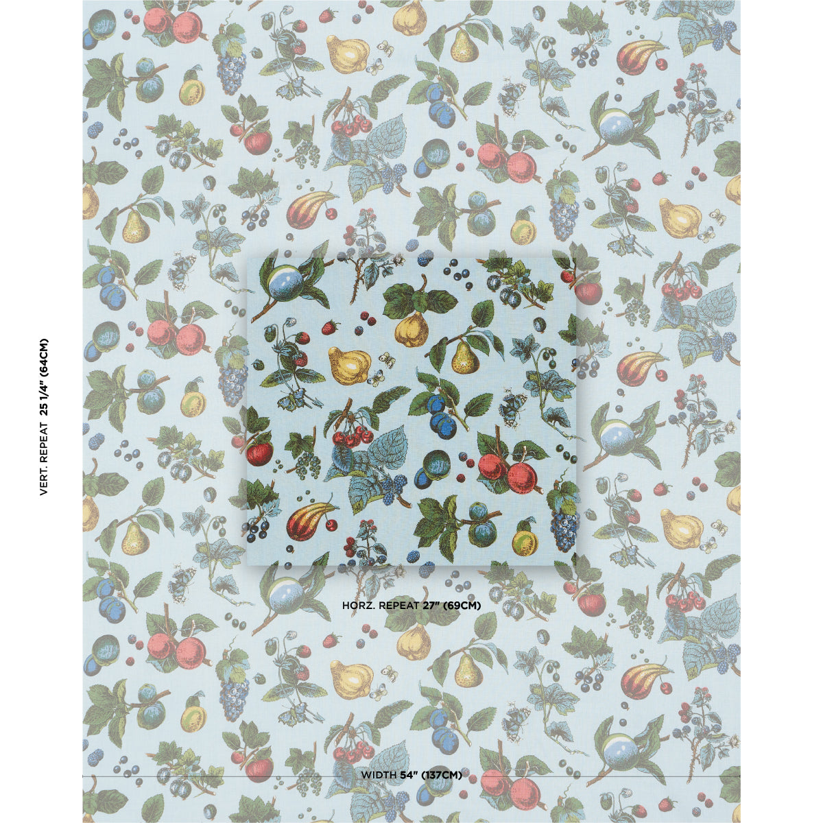 Berry Grove - Sky - Schumacher 181891 Fabric - Schumacher Fabric