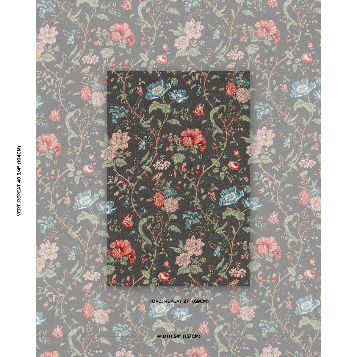 GISELLE-FLORAL-NOIR-SCHUMACHER-181902 - Schumacher Tela
