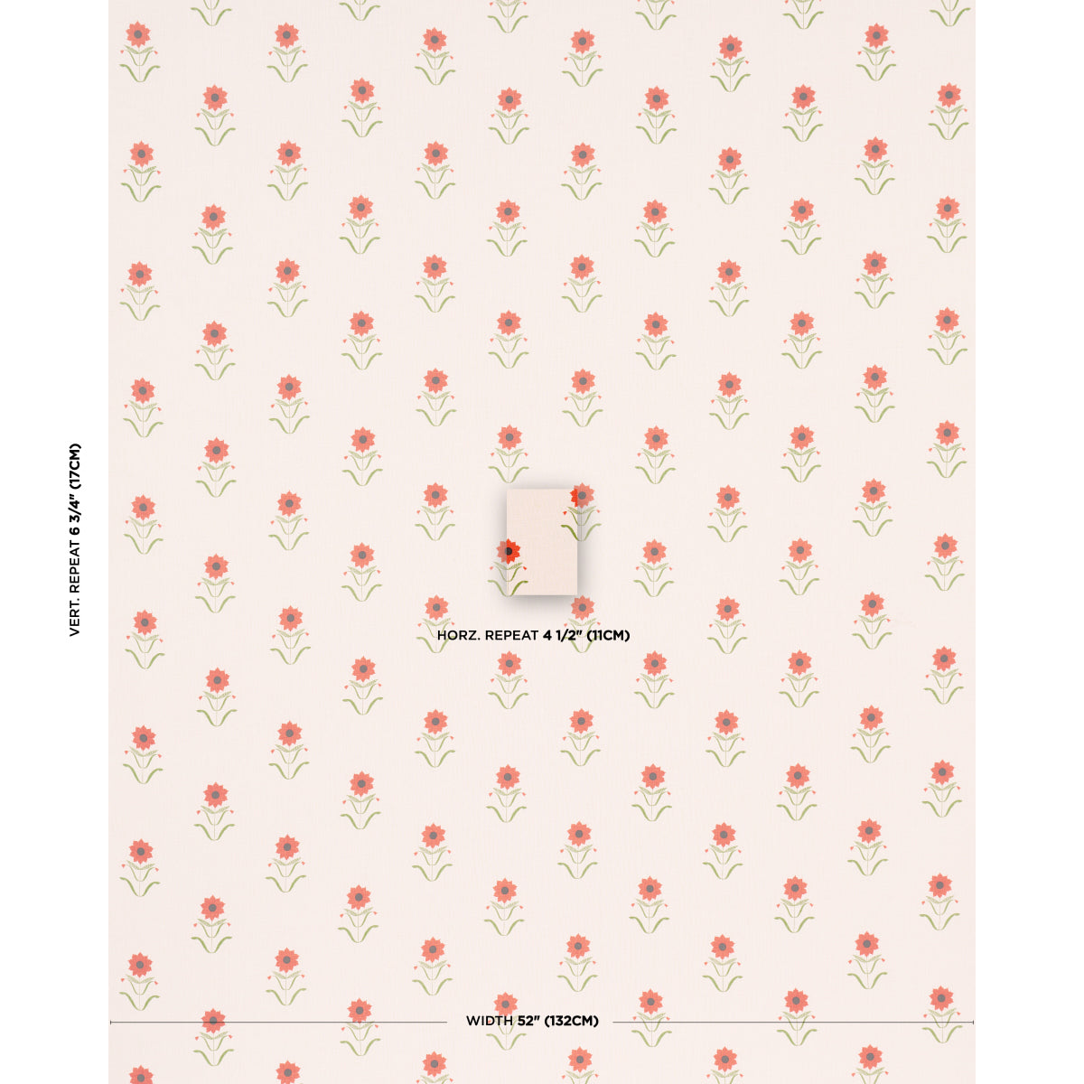 FORGET-ME-NOTS-RED-ON-PINK-SCHUMACHER-181980 - Schumacher Tela