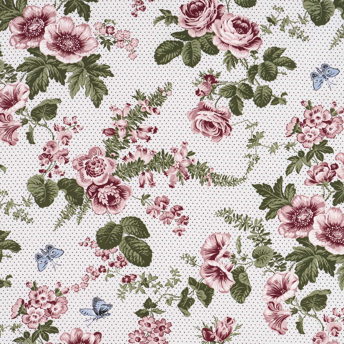 Sibyl Chintz - Rose - Schumacher 182080 Fabric - Schumacher Fabric